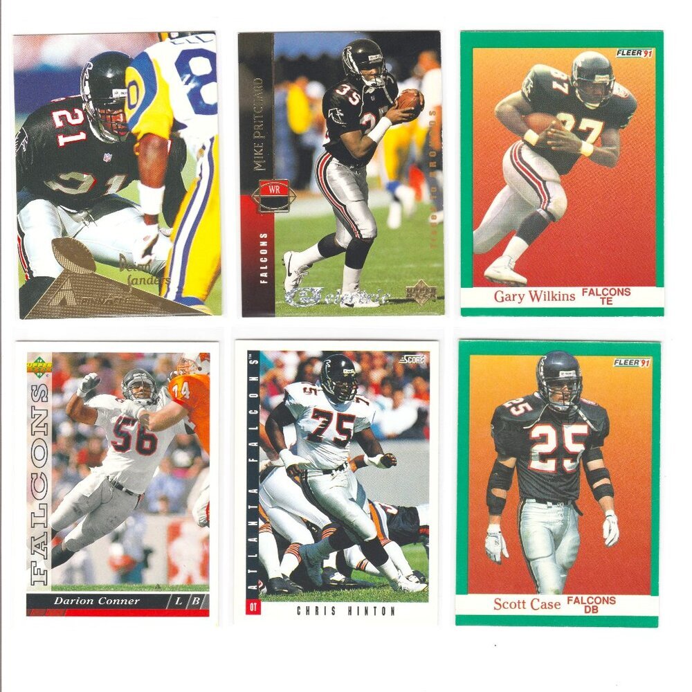 Atlanta Falcons 6 Card Lot Deion Sanders, Mike Pritchard, Chris Hinton, & More!!